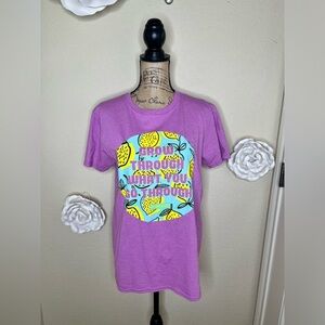 NTM: Oliver and Otis Vibrant & Inspiring Purple, Turquoise & Yellow T Shirt Sz M